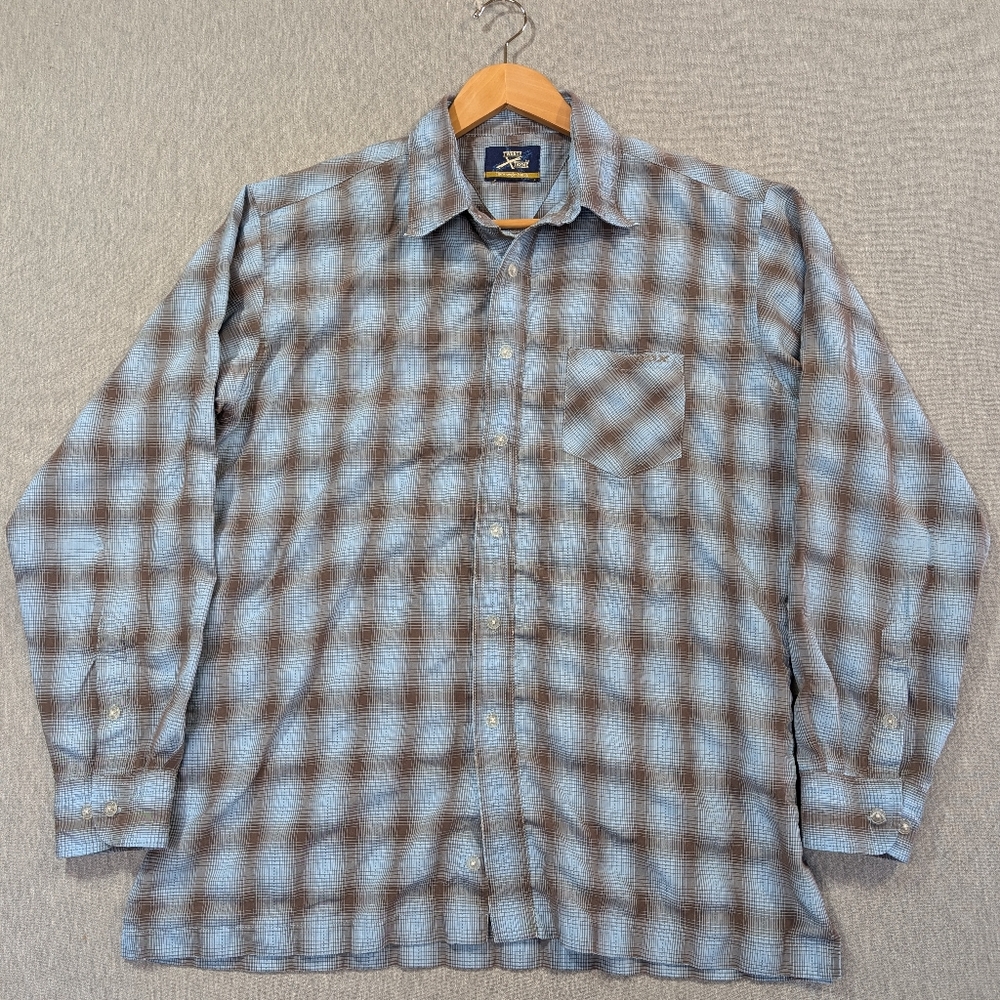 Wrangler 20X Western Plaid Shirt Men's XL Blue Brown 20 Extreme